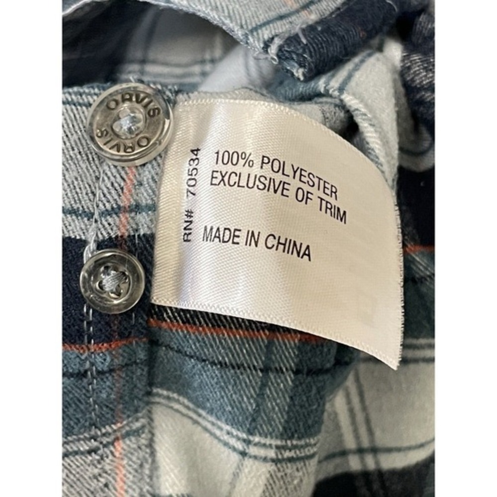 ORVIS‎ Flannel Plaid Shirt Mens M Blue Green  Casual Button Up Long Sleeve - Picture 11 of 13